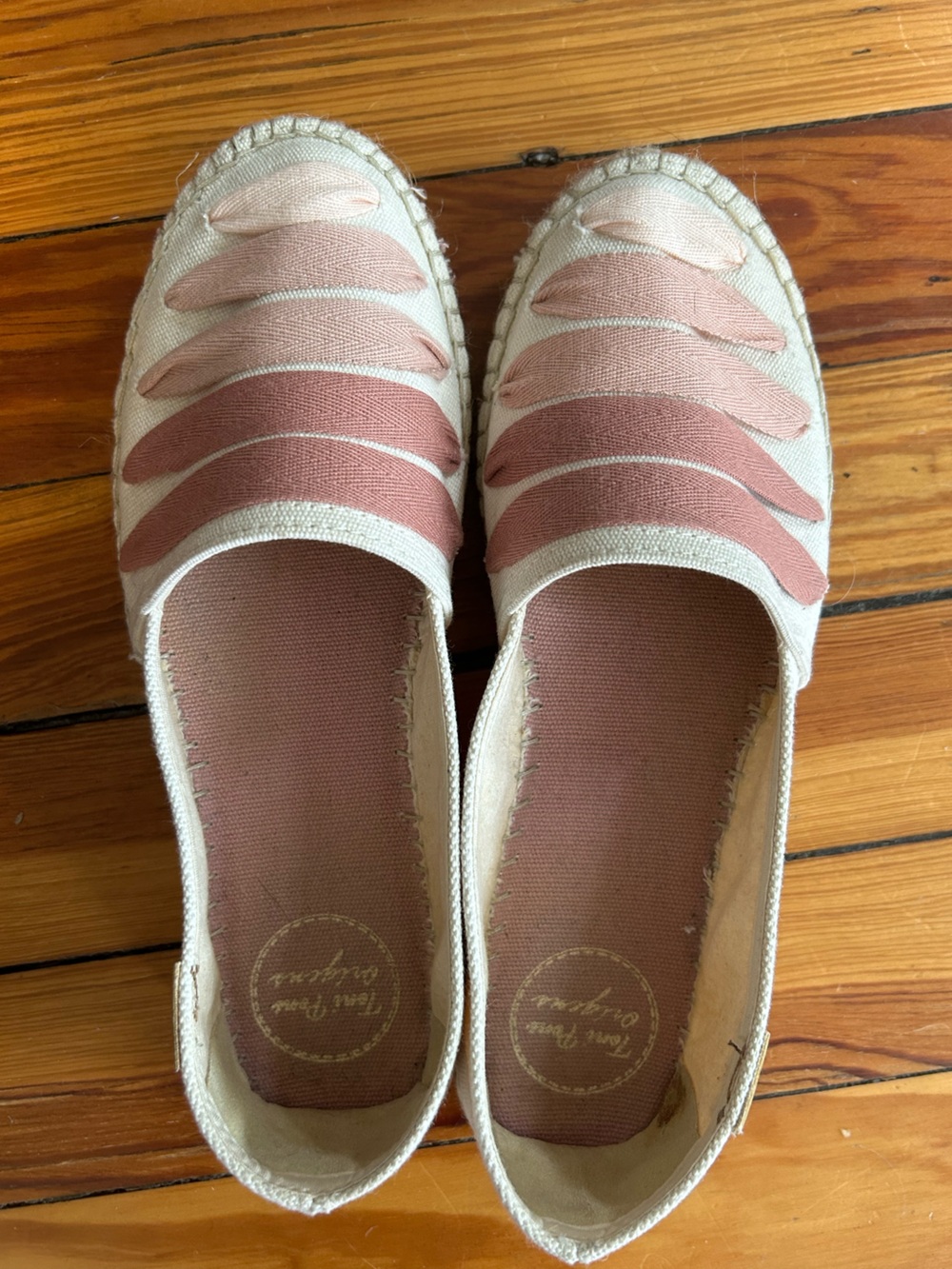 Toni Pons Pink and Cream Slip-On Espadrilles, Size 38 US 6.5 Worn 2x